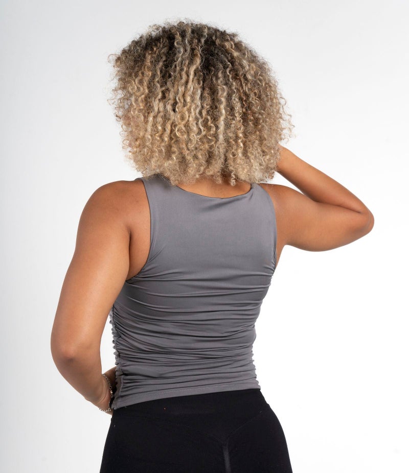 Beyond Women's  Charcoal grey Cinched sleeveless Top - Image 4